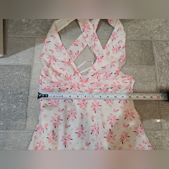 NWOT Princess Polly Connelly Mini Dress Floral Pink and White Size 2 XS V Neck - Picture 7 of 9